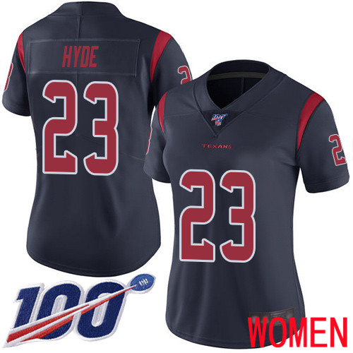 Houston Texans Limited Navy Blue Women Carlos Hyde Jersey NFL Football #23 100th Season Rush Vapor Untouchable